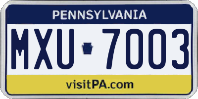 PA license plate MXU7003