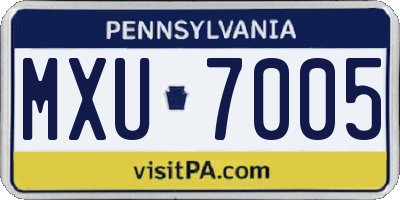 PA license plate MXU7005