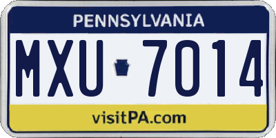 PA license plate MXU7014