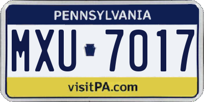 PA license plate MXU7017