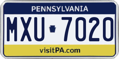PA license plate MXU7020