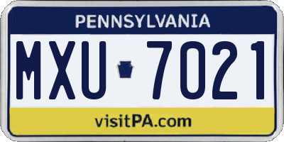 PA license plate MXU7021