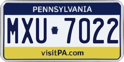 PA license plate MXU7022