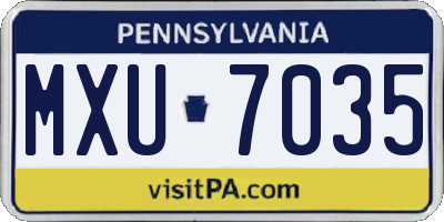 PA license plate MXU7035