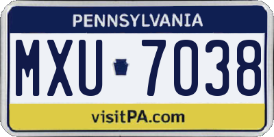 PA license plate MXU7038
