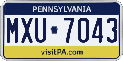PA license plate MXU7043