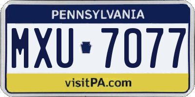 PA license plate MXU7077