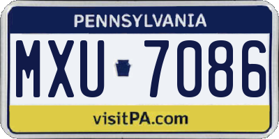 PA license plate MXU7086