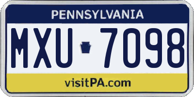 PA license plate MXU7098