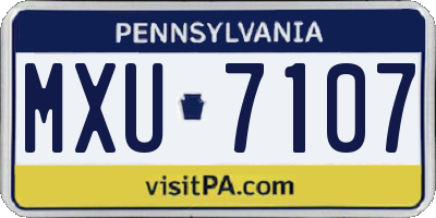 PA license plate MXU7107