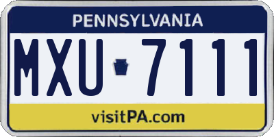 PA license plate MXU7111
