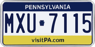 PA license plate MXU7115