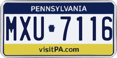 PA license plate MXU7116