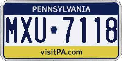 PA license plate MXU7118
