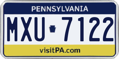 PA license plate MXU7122