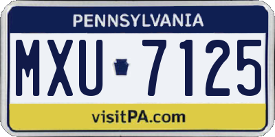 PA license plate MXU7125