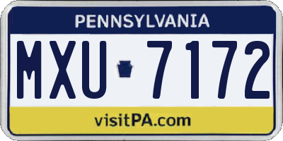 PA license plate MXU7172