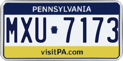 PA license plate MXU7173