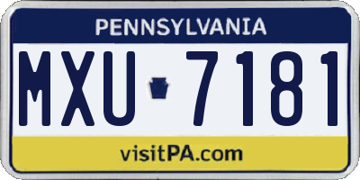 PA license plate MXU7181