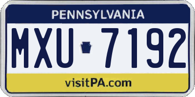 PA license plate MXU7192