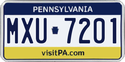PA license plate MXU7201