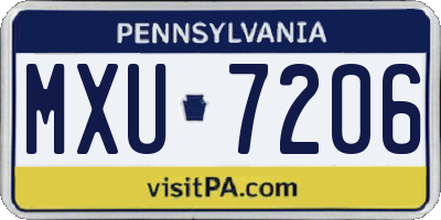 PA license plate MXU7206