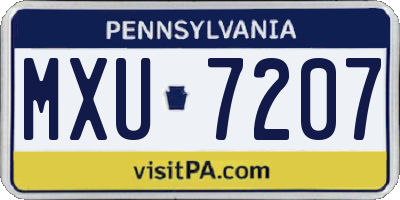 PA license plate MXU7207