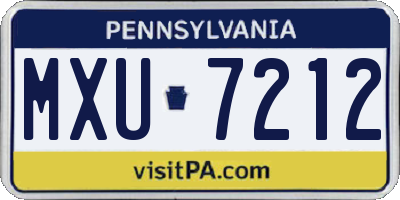 PA license plate MXU7212