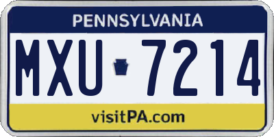 PA license plate MXU7214