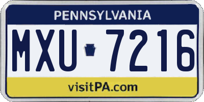 PA license plate MXU7216