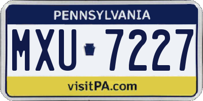 PA license plate MXU7227