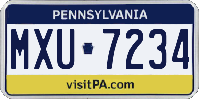 PA license plate MXU7234