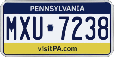PA license plate MXU7238