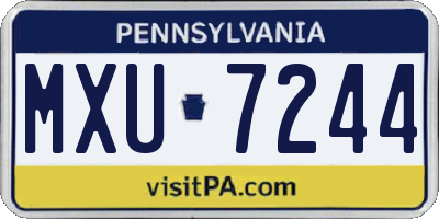 PA license plate MXU7244