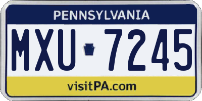 PA license plate MXU7245