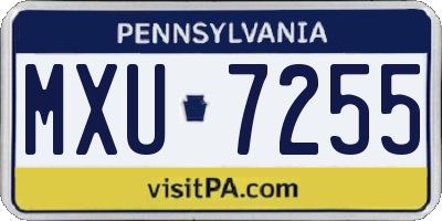 PA license plate MXU7255