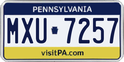 PA license plate MXU7257