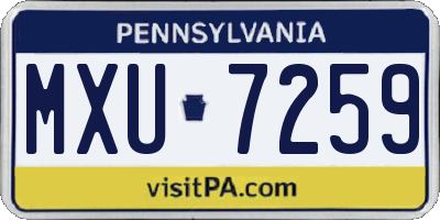 PA license plate MXU7259
