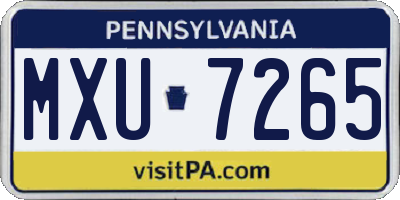 PA license plate MXU7265