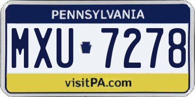 PA license plate MXU7278