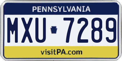 PA license plate MXU7289