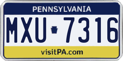 PA license plate MXU7316