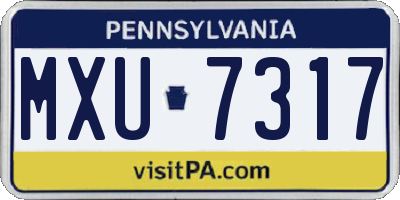 PA license plate MXU7317
