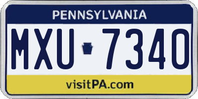 PA license plate MXU7340