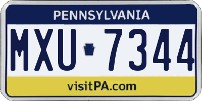 PA license plate MXU7344