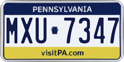 PA license plate MXU7347