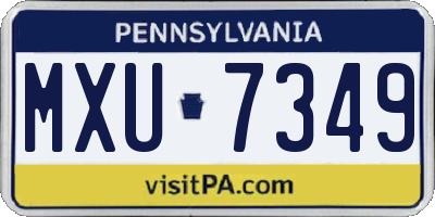 PA license plate MXU7349