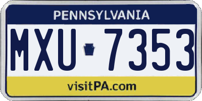PA license plate MXU7353