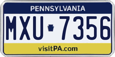 PA license plate MXU7356