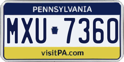 PA license plate MXU7360